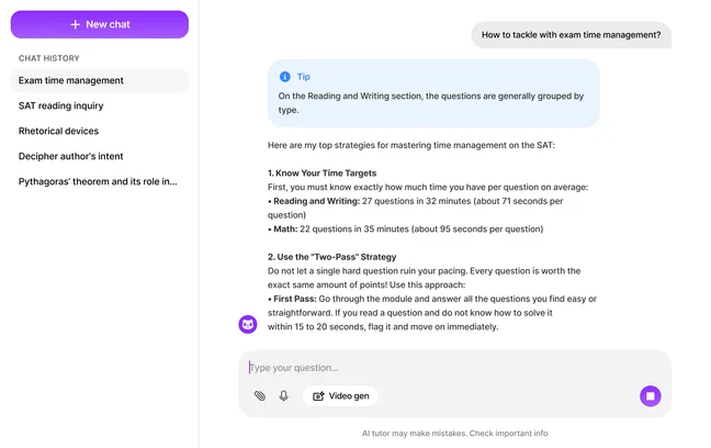 Makon AI tutor for ACT