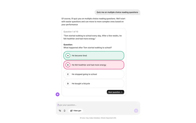 Makon AI Tutor helping with a question