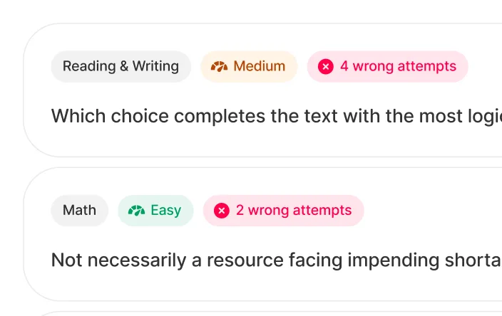 Saved & Mistakes interface
