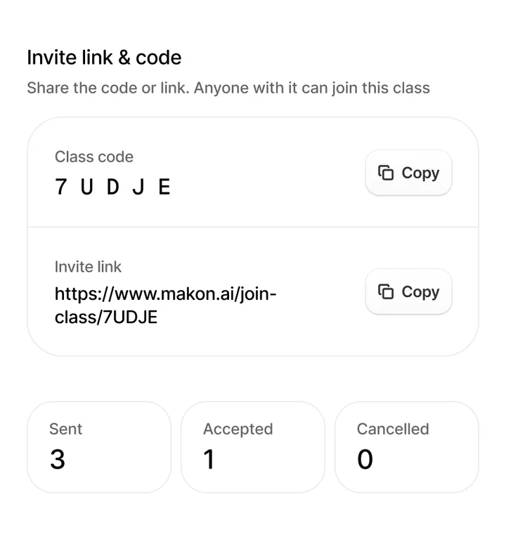 Inviting students to a Makon class